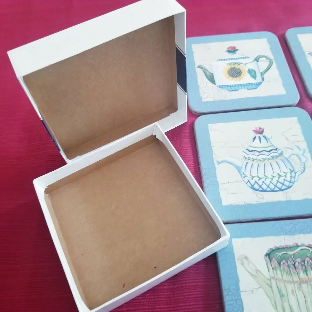 Pimpernel Tea Coasters Set, Floral Teapot Design, Made in England